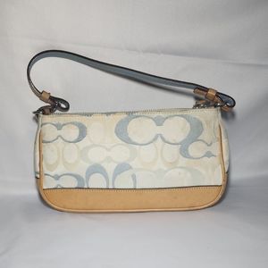 Coach Small Signature C Handbag Purse Tan Ivory Clutch